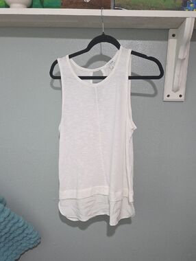 J. Crew White Layered Hem Tank Top